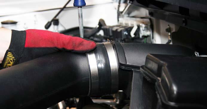 Snug the stage 2 tube all the way up to the OEM intake duct so that plastic touches plastic or just a small gap.