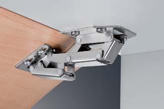 adjustable with adusting screw (with hinge for face frame mounting) For mounting with panel For overlay mounting Flap