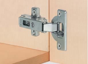 Concealed Hinges DUOMATIC, for door thicknesses up to 40 mm, opening angle 94 Cup dimensions Drilling dimensions for cup fixing, screw fixing Material: Steel cup, zinc alloy hinge arm Finish: Nickel