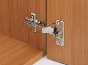 Concealed Hinges Metalla A/SM, opening angle 110, Cup Ø40 mm Ø Material: Steel cup and hinge arm Finish: Nickel plated Drilling depth: Hinge cup 1 mm Fixing door to carcase: Slide on or clip