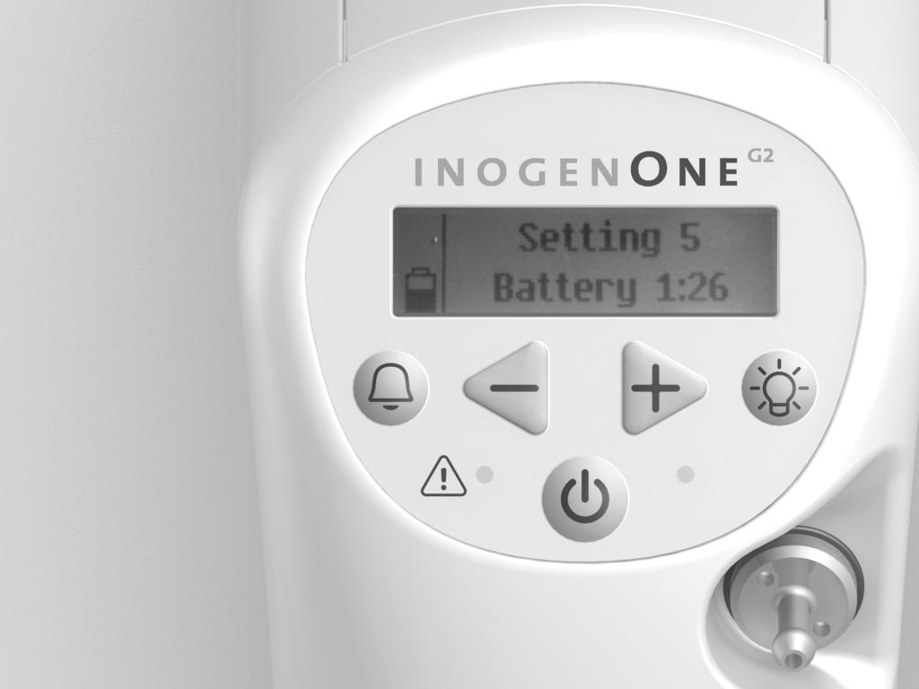 2 Description of the Inogen One G2 Oxygen Concentrator English Important Parts of the Inogen One G2 Oxygen Concentrator Display Flow Control Audible