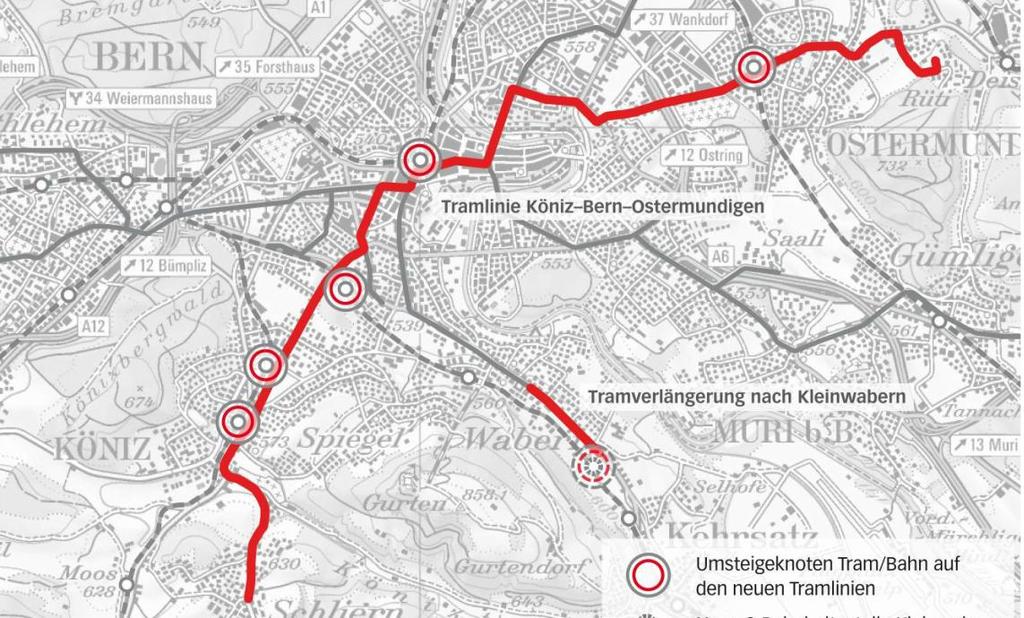 1. INTRODUCTION This paper presents results of a cost benefit analysis (Ecolpan, 2011a and 2011b) between bus and tram alternatives for the route Koeniz-Bern-Ostermundigen in Bern.