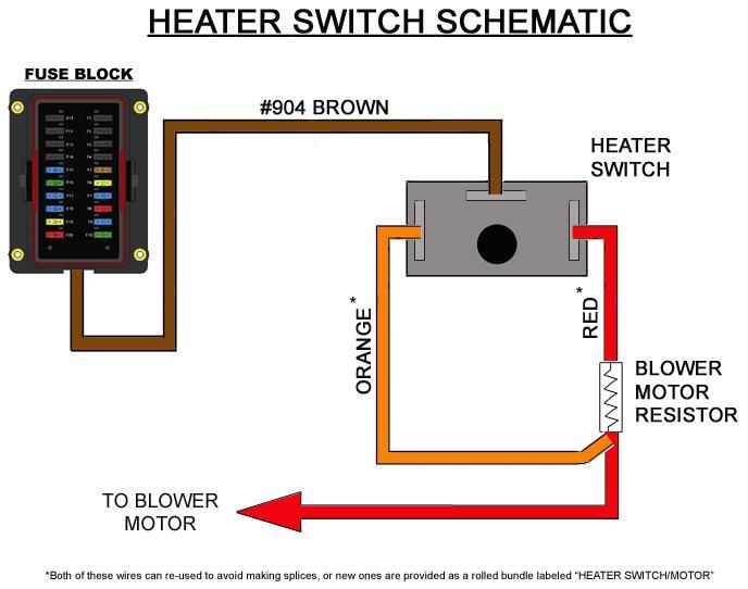 Connect this Brown wire to the center prong on the Heater Switch by pushing the connector over the prong.