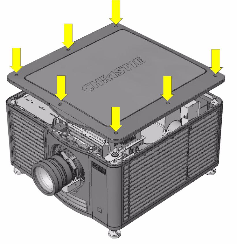 FOR CP2000-M 1. Ensure power to the projector is OFF. 2. Remove top lid. (Figure 8) 3.