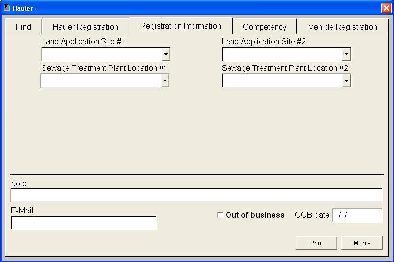 Registration Information Button Print Modify Description