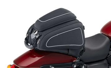 TAIL BAG This Tail Bag is the perfect addition for your daily commute or a run to the sunset. The bag rests on the passenger pillion and is secured in position with adjustable quick-release straps.
