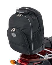 Tail Bag features 2 zippered exterior pockets and mesh interior pockets. Dimensions: 16.0" W x 16.0" D x 10.0" T. Luggage capacity: 1250 cubic inches. 93300069A Fits passenger pillion on most models.