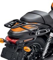 for added passenger comfort. Requires separate purchase of Docking Hardware Kit P/N 52300285. 50300071 Chrome. 50300091 Gloss Black. D. H-D DETACHABLES TWO-UP LUGGAGE RACK E.