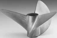 Stainless s steel construction allows for a blade that is thinner, more efficient and more durable than an aluminum propeller, with a cost-effective, black paint coating.