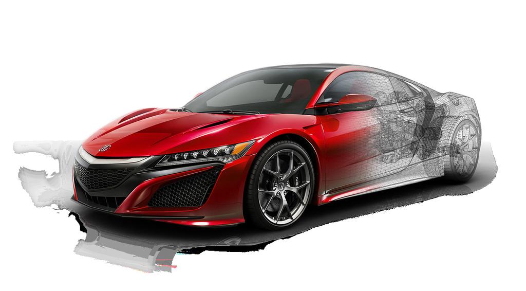 ALUMINUM INTENSIVE Aluminum is the primary material of the NSX space frame, from extrusions to castings to stampings.