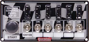 Fused Ignition Control Panel 50-163 Panel features fused ignition switch, momentary start button and five fused