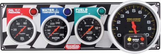 temperature gauges, and accompanying warning lights. Panel is 11-7/8" wide x 4-1/2" high.
