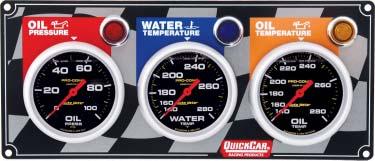 pressure and water temperature, and accompanying warning lights. Panel is 7-1/4" wide x 4-1/2" high.