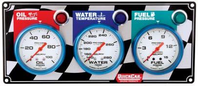 Auto Meter Ultra-Nite 2-Gauge Panel 61-0601 Basic panel includes 2-5/8" diameter mechanical oil pressure and water temperature gauges, and accompanying warning lights.