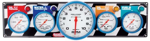 tachometer, 2-5/8" diameter mechanical oil pressure, water temperature, oil temperature and fuel pressure