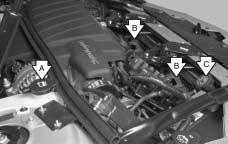 Cooling System When you decide it is safe to lift the hood, here is what you will see: {CAUTION: An electric engine cooling fan under the hood can start up even when the engine is not running and can