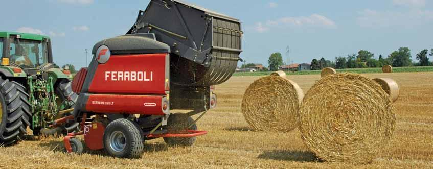 BALE CHAMBER SIZES The LT round baler series produce bales 4-ft wide and up to 5-ft tall. The bale diameter can be adjusted from 1½ ft to 5 ft meeting feeding and handling requirements.