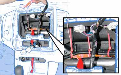 Tool (d) Secure the V5 harness relay to the vehicle brace with one large wire tie. (Fig. 3-4) Large Wire Tie Relay Fig.