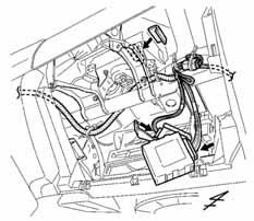 4-4) (1) Verify the connectors are plugged in securely. (f) Apply one small foam tape strip to the vehicle brace as shown. (Fig.