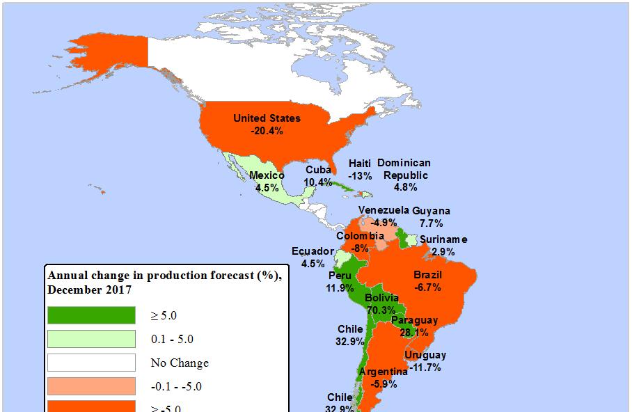 Map 2: Changes in production forecast from