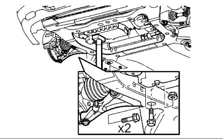Remove: the screws and the nut for the control arm in the sub-frame the control arm. Removing the right control arm Applies only to cars with 6 cylinder engines: Remove the vibration damper.