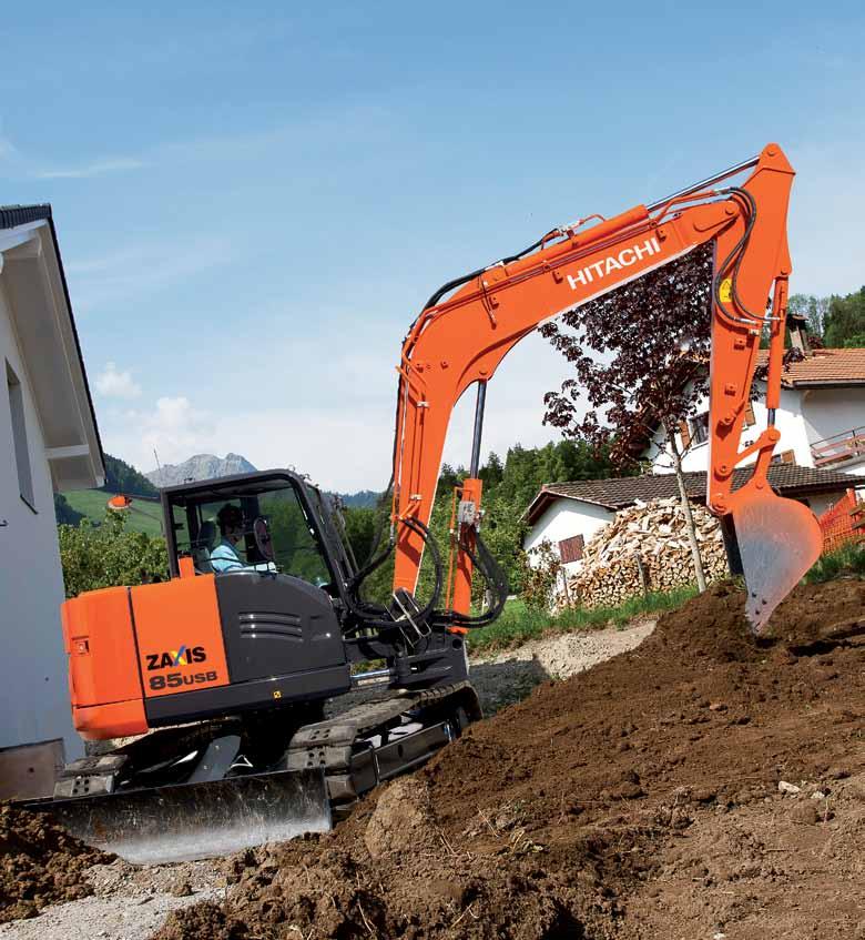 ZX85USB-5 PERFORMANCE Designed to deliver an outstanding level of perforance on a wide variety of projects, the new ZAXIS 85USB offers excellent versatility and greater fuel efficiency than the