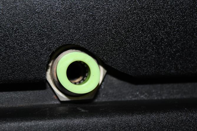 6-D) Install the bulkhead and leave ¾ protruding (measured from plastic trim face to face of green ring).