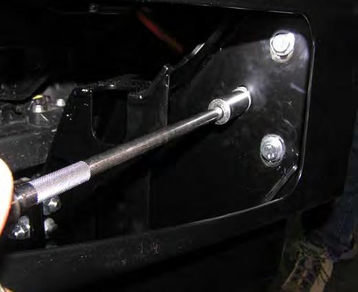 3. With the help of an assistant position the bull bar on the chassis bracket and fix with six M0 x 30mm bolts, M0 spring and flat washers.