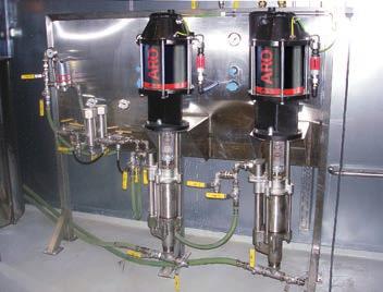 2-ball piston pumps 4:1 ratio, used in a