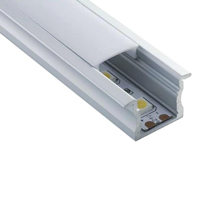 POWERLINE 20 RLS003 Opal/Clear Small LED recessed aluminium profile, pmma opal or clear matte diffuser. 14.4W p/m.