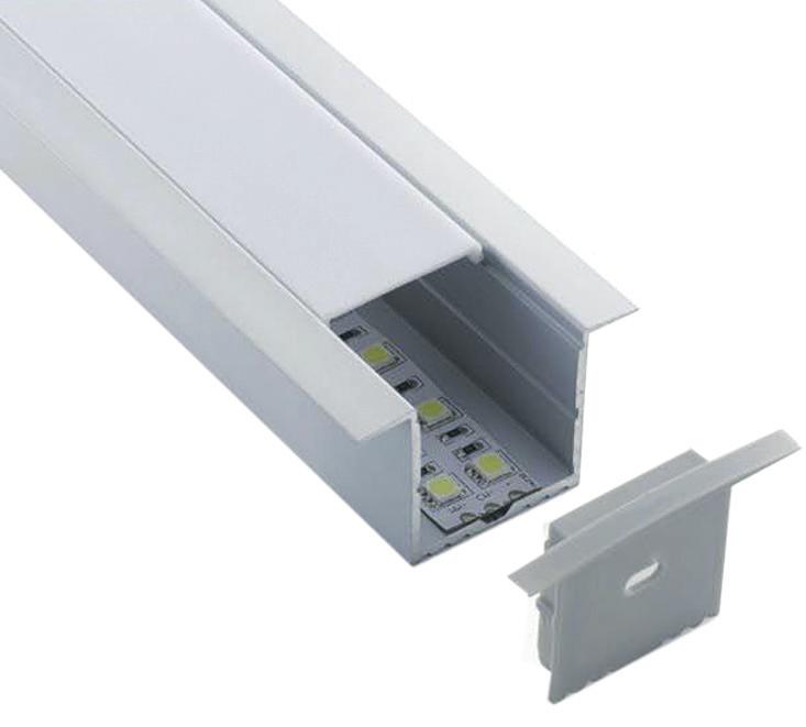 Supplied with mounting clips and end caps Recessed into ceilings, walls Recessed 47 POWERLINE 65 RPL65 Opal Recessed aluminium profile, pmma opal matte diffuser. 30W p/m.