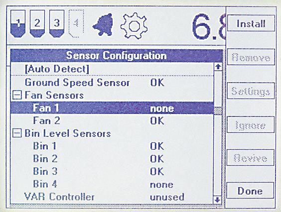 4. Remove a Sensor: Individual sensors can be removed by highlighting the desired sensor and pressing the Soft Key labeled Remove.