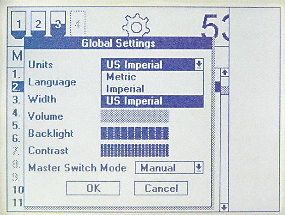 Navigate the highlight bar to the Global Settings selection and press the Enter Key. At this screen you can review the basic system setup and make changes as necessary.