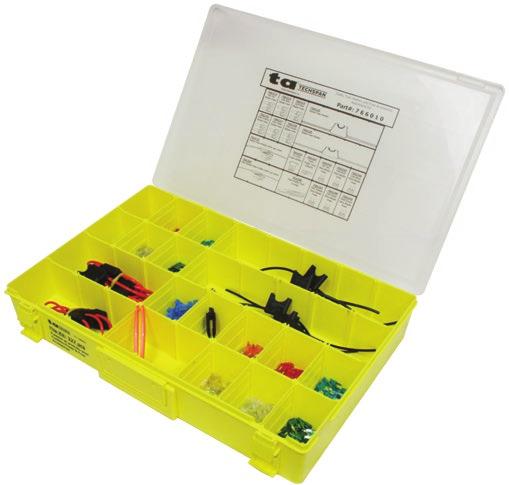 Kit 766000 This handy assortment kit comes complete with 95 pieces of popular Automotive Blade Fuses (60 Standard Blade Fuses and 35 Mini Blade Fuses) all in a plastic storage tray.