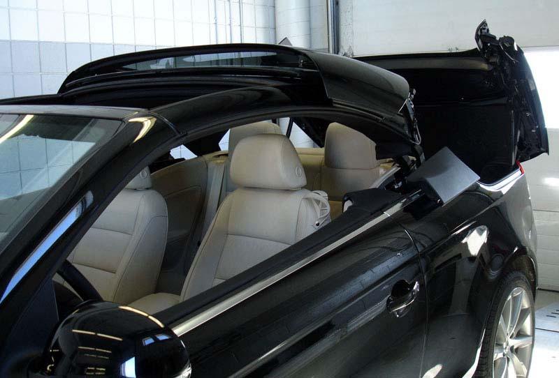 With the roof in this position, you can get the "butt ends" of the window seals, as well as the rear seal that runs