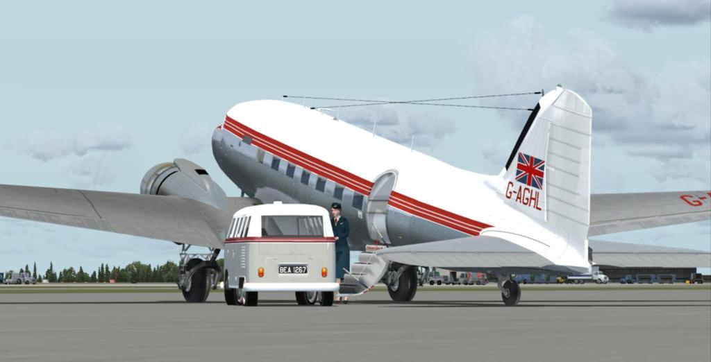 A streamlined tail cone was also added to some DC-3s. In this simulation you will find at least one example of each of the major versions of the DC-3.