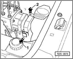 Page 5 of 6 45-22 Removing CAUTION! Do not bend the brake lines. Before disconnecting the battery, determine the correct coding for the anti-theft radio. - Disconnect battery Ground (GND) strap.