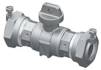 Ford Ball Valve Curb Stops Ball Valves with Pack Joints - Continued B44-333-Q-NL Shown with Quick Joint option Pack Joint for Copper or Plastic Tubing (CTS) Both Ends<br Catalog Section Valve Size
