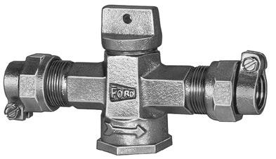 Ford Inverted Key Curb Stops Curb Stops with Pack Joints - Continued Z44-333-NL Pack Joint for Copper or Plastic Tubing (CTS) Both Ends Valve Size Inlet Size Outlet Size ** Z44-111-NL 1/2" 1/2" 1/2"