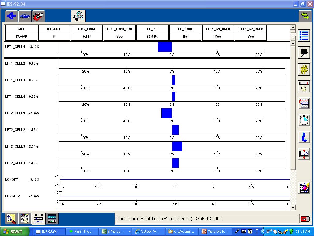 2013 and Newer Vehicles Adaptive Fuel Viewer (V-engine example) Mode PIDs LFT1 indicates Long Fuel Trim bank 1, LFT2 indicates Long Fuel Trim bank 2.