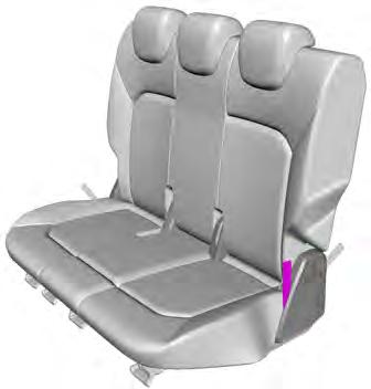 With the seat unoccupied and gently pushing the seatback rearward, lift the strap shown on both the sides of the seat to fold the seatback flat. 2.