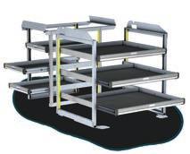 Dejana offers rear and side Katerack shelving systems with heavy-duty pull-out