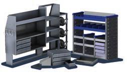 adjustable shelving, versatile ladder racks, floor drawers for lockable storage,