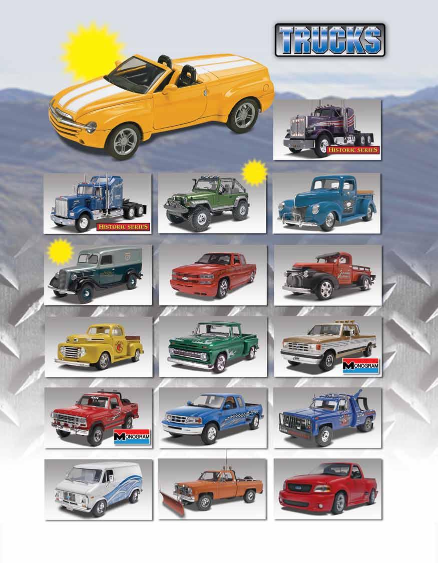 85-4052 Chevy SSR 1:25 85-1506 Peterbilt Model 359 Conventional Tractor 1:25 85-1507 Kenworth W900 1:25 85-4053 Jeep Wrangler Rubicon 1:25 85-4928 40 Ford Custom Pickup Truck 1:24 85-4930 37 Ford
