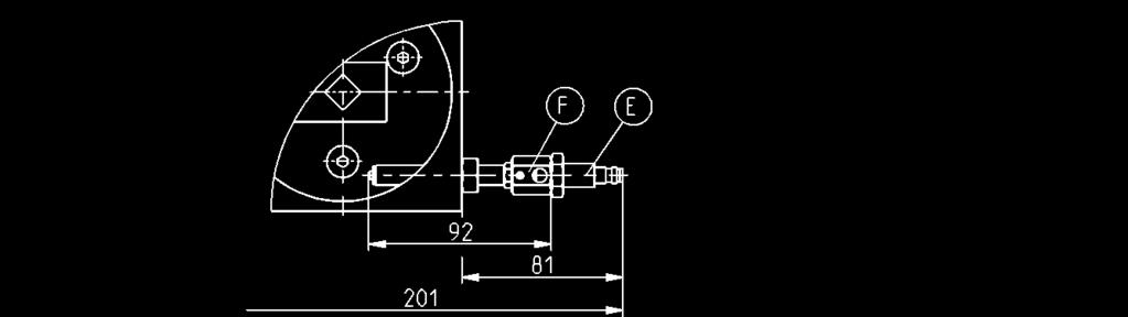 F150-LB Rotation limiter Order no. DB150 F E Stop confirm screw Order no.