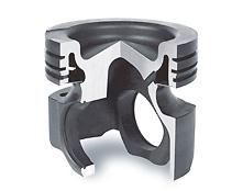 Steel Piston Pros and Cons PROS (compared to cast aluminum pistons) Higher cylinder pressure limit Higher piston temperature limit Reduced top land height possible (reduced crevice volume) May offer