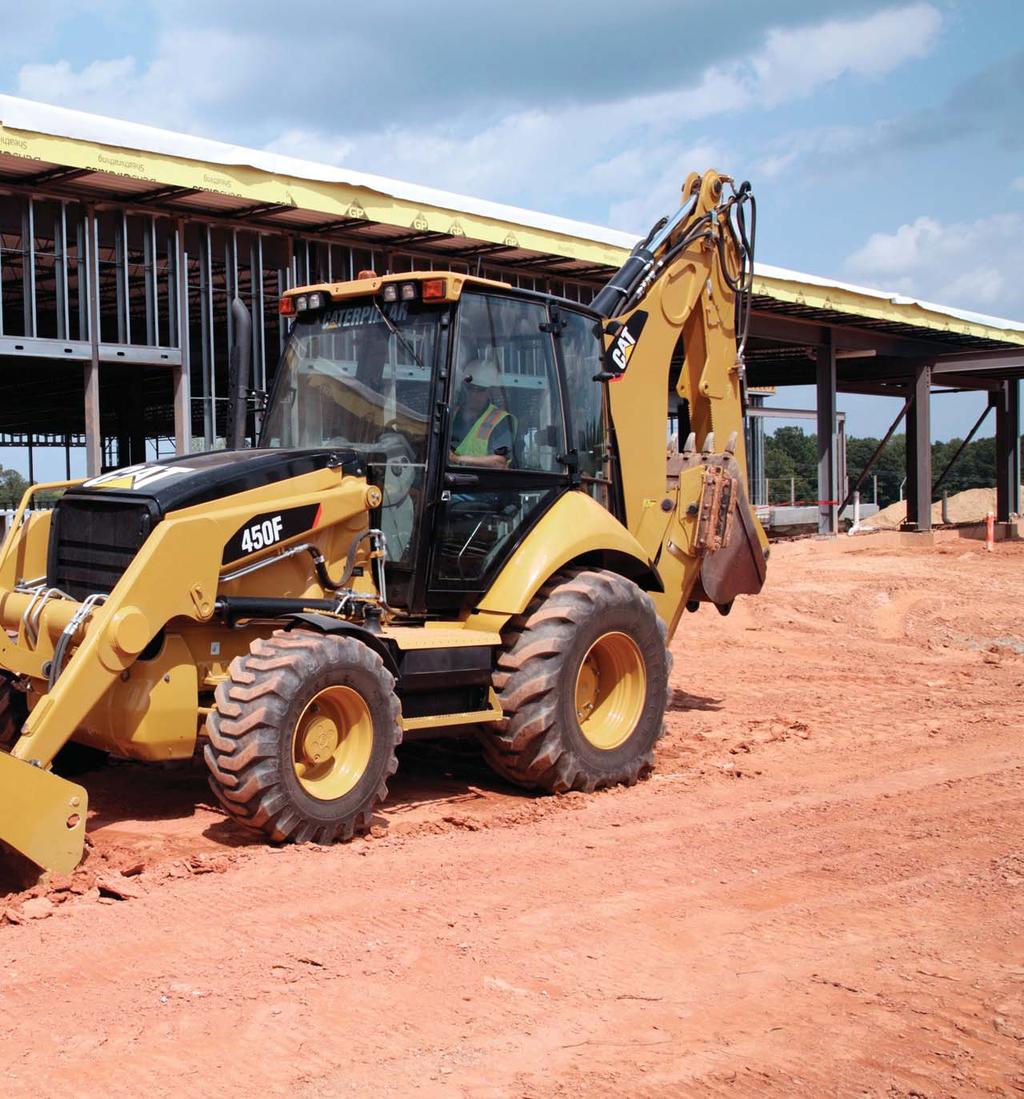 Experience the difference of a Cat Backhoe Loader. Spacious operator station features ergonomic joystick controls, ample legroom and an air suspension seat to keep you comfortable all day long.