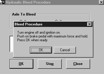 8. Choose axle to bleed from the select axle