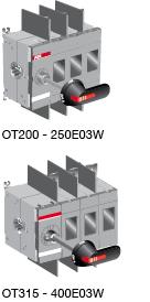 Type Order number Units/ Weight/ of (open) currents type unit poles [A] AC22A/AC23A [pcs] [kg] 400V [A/A] 3 200 200/200 OT200E03K 1SCA022763R4820 1 1.5 4 200 200/200 OT200E04K 1SCA022763R4910 1 1.