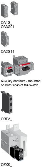 Auxiliary contacts Ordering information Auxiliary contact blocks, IP 20 S00261A Contact numbering according to EN 50013. The type and and the ordering numbers are for one piece.